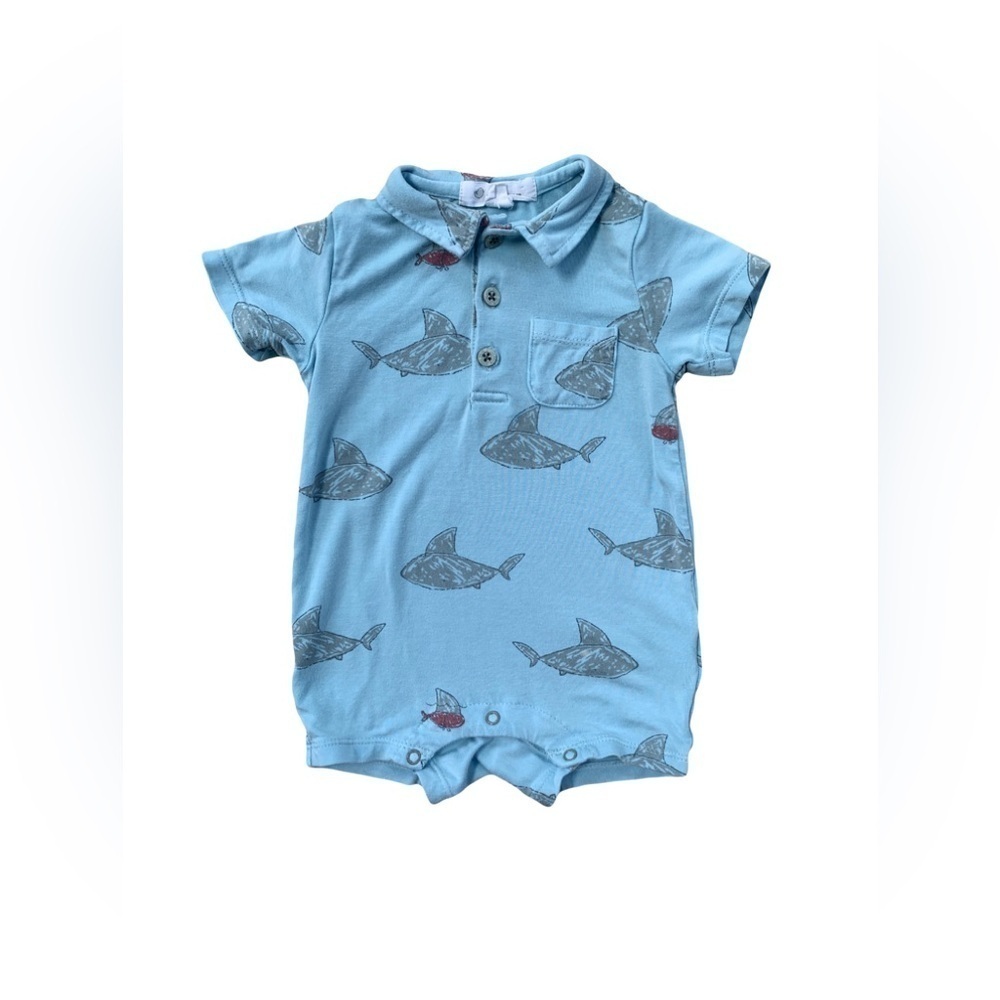 Angel Dear Size 3-6 Months Shark Print Bamboo Romper